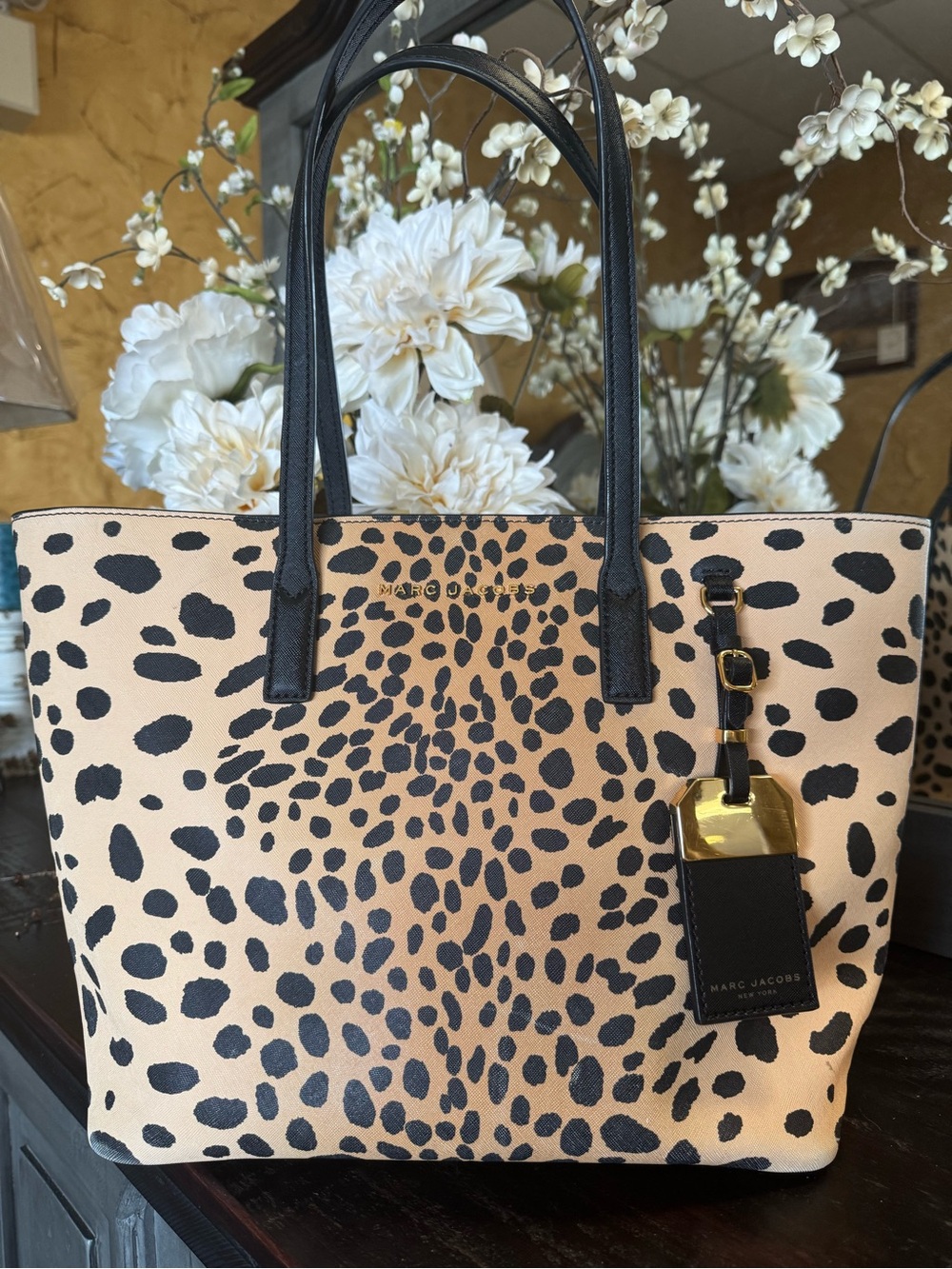 Marc Jacobs Leopard Print Tote in Tan and Black
